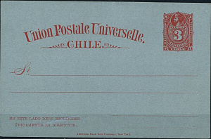 Чили, 1900, ВПС, Х.Колумб, 3 c карточка